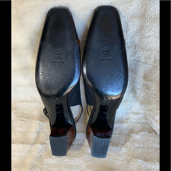 ST. JOHN Navy Blue Slingbacks w/ Turtoise Shell Heels women’s size 8 - Picture 7 of 8